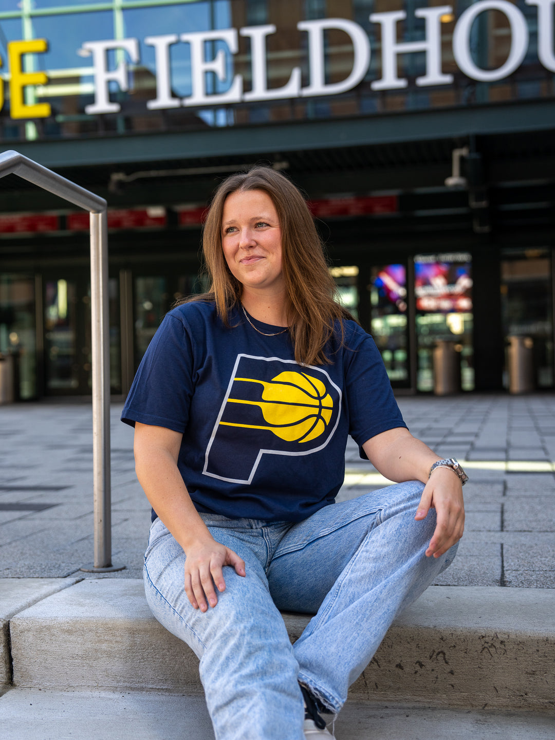 Adult Indiana Pacers Primary Logo T-shirt in Navy by Pacers Team Store