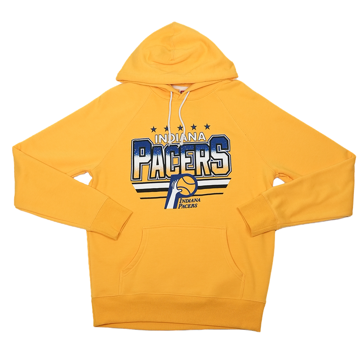 Adult Indiana Pacers Retro Stripes Hooded Sweatshirt in Gold by Homage