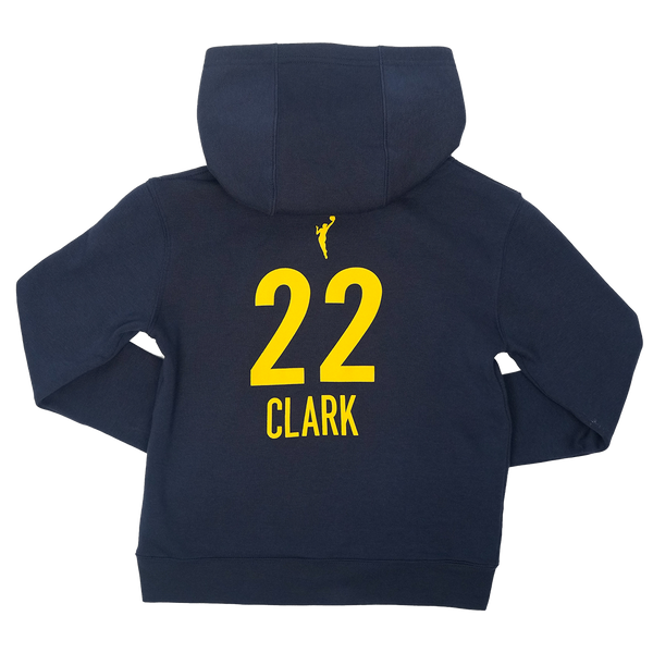 Youth Indiana Fever 22 Caitlin Clark Explorer Name and Number Club Hooded Sweatshirt in Navy by Nike