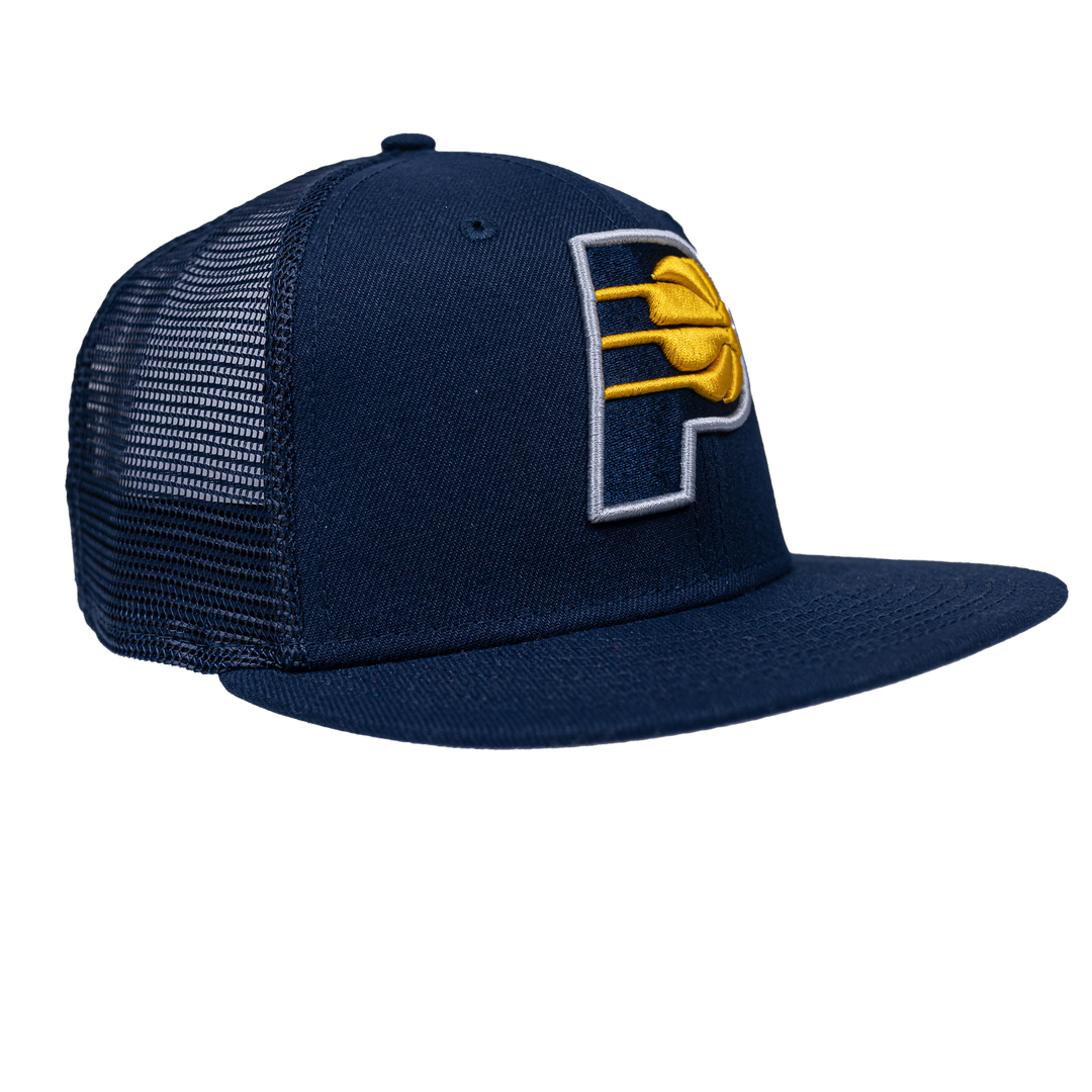 Youth Indiana Pacers Primary Logo Trucker Hat in Navy by New Era