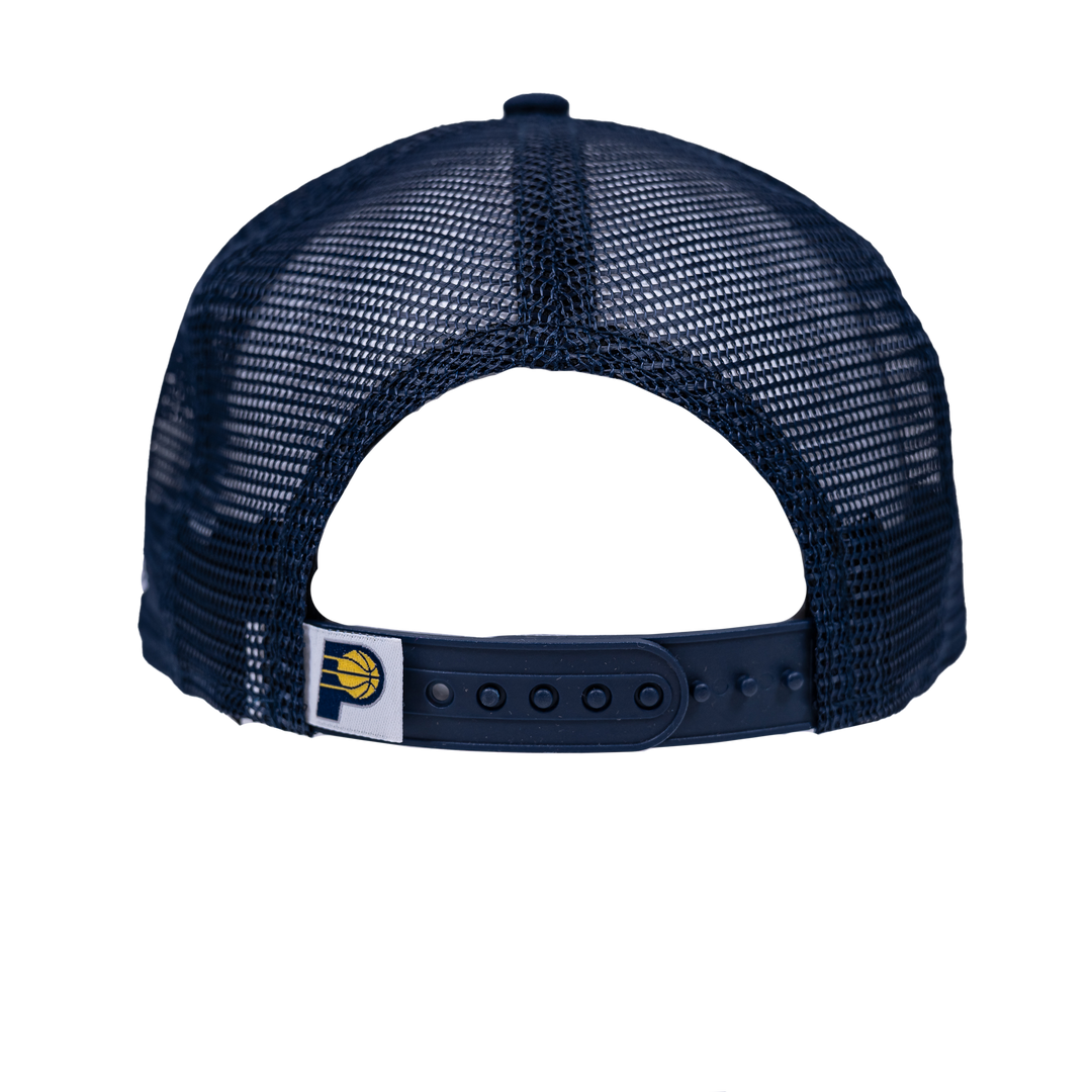 Youth Indiana Pacers Primary Logo Trucker Hat in Navy by New Era