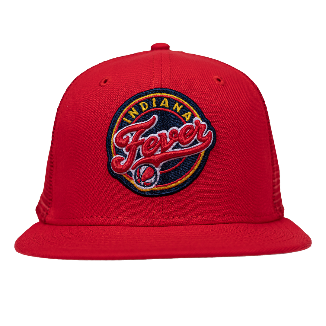 Youth Indiana Fever Primary Logo 9Fifty Trucker Hat in Red by New Era