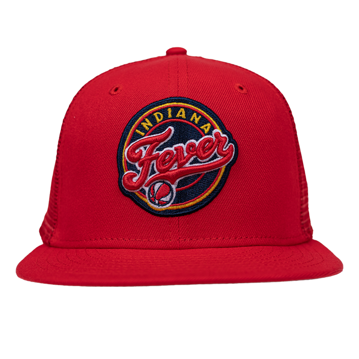 Youth Indiana Fever Primary Logo 9Fifty Trucker Hat in Red by New Era