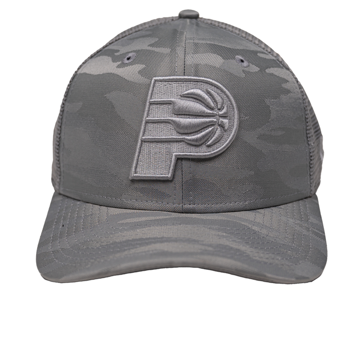 Adult Indiana Pacers Camo Trucker 9Seventy Hat in Grey by New Era