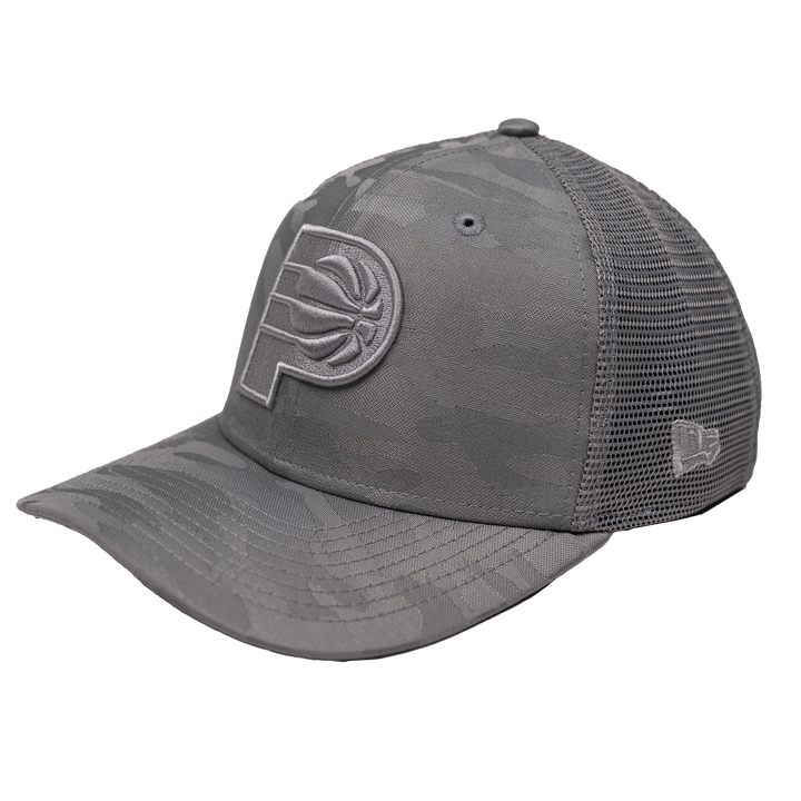 Adult Indiana Pacers Camo Trucker 9Seventy Hat in Grey by New Era