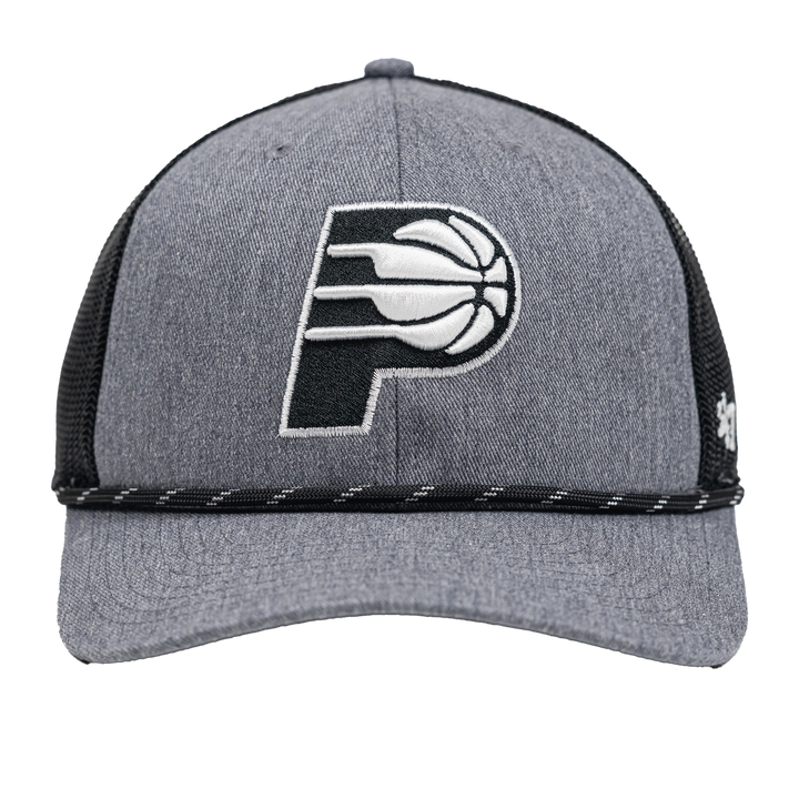 Adult Indiana Pacers Carbon Rope Trucker Hat in Charcoal by '47