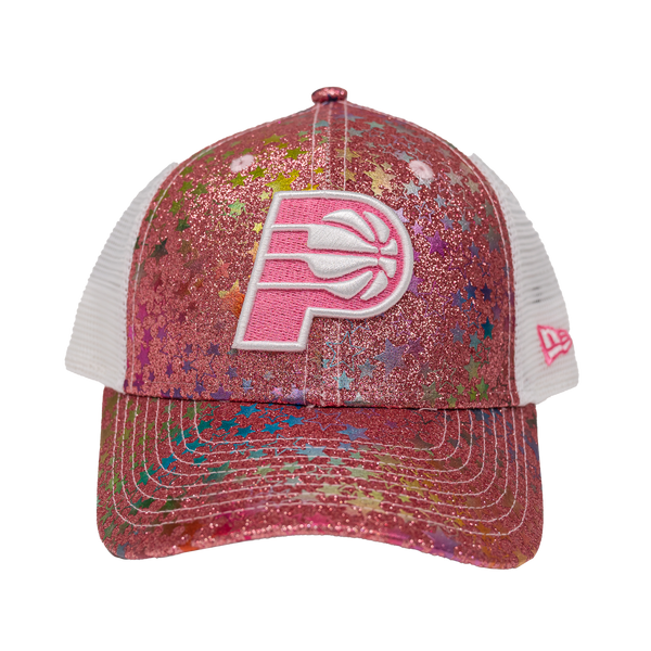 Youth Girls Indiana Pacers Sparkle Hearts Hat in Pink by New Era