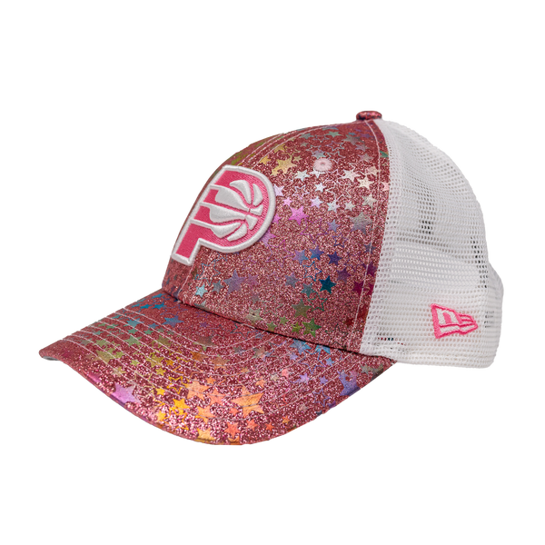 Youth Girls Indiana Pacers Sparkle Hearts Hat in Pink by New Era