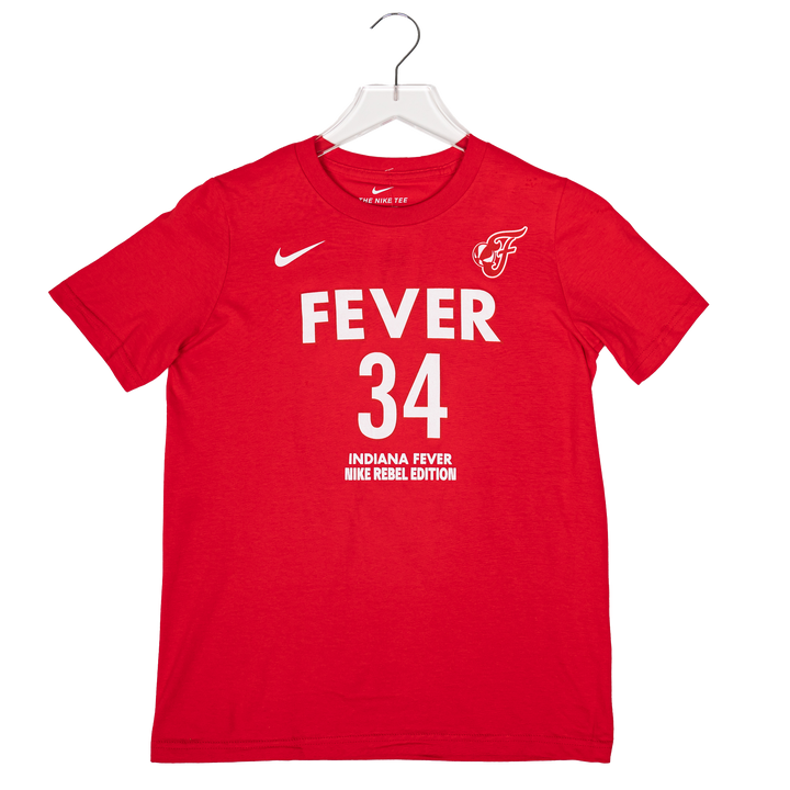 Youth Indiana Fever #34 Grace Berger Rebel Name and Number T-Shirt in Red by Nike