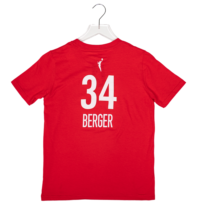 Youth Indiana Fever #34 Grace Berger Rebel Name and Number T-Shirt in Red by Nike