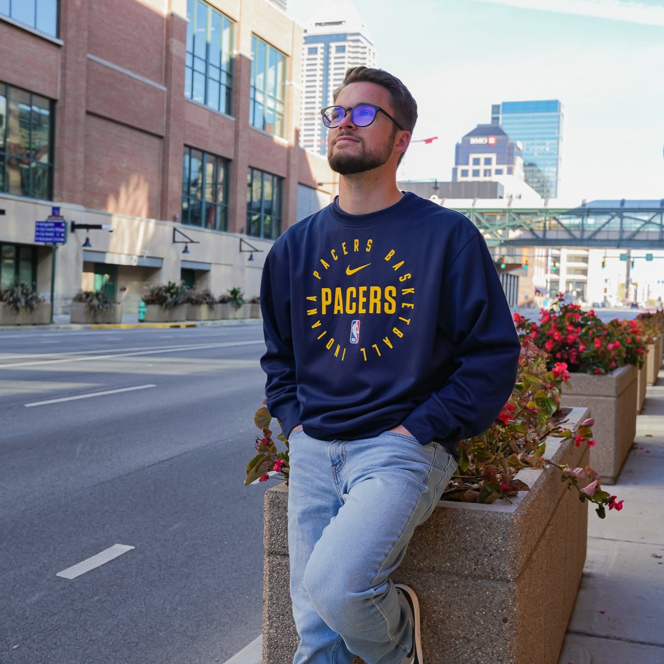 Adult Indiana Pacers 24 25 Spotlight Crewneck Sweatshirt in Navy by Nike Navy M