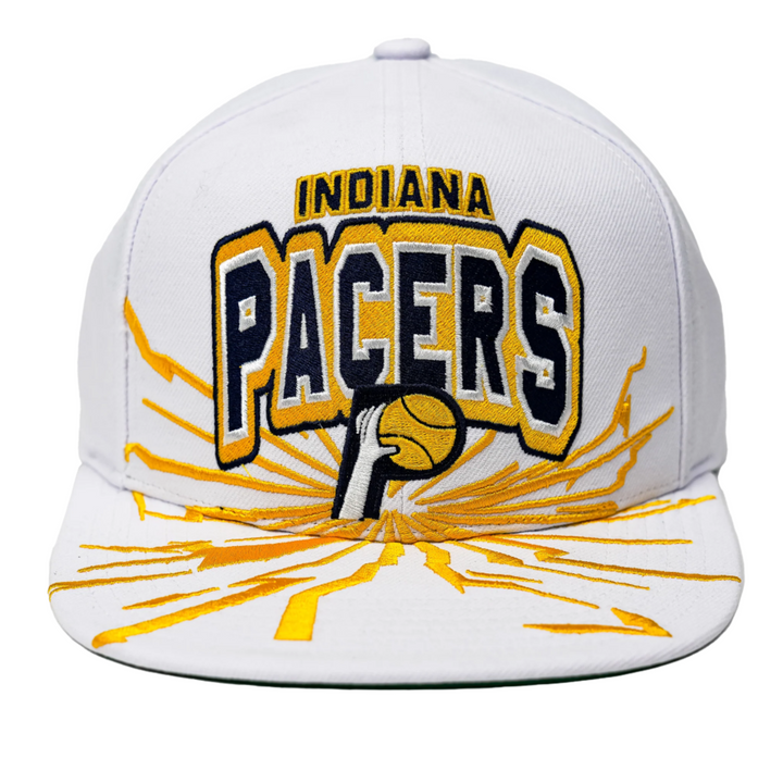 Adult Indiana Pacers Aftershock Hardwood Classics Snapback Hat in White by Mitchell and Ness