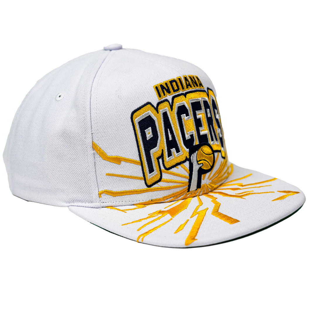 Adult Indiana Pacers Aftershock Hardwood Classics Snapback Hat in White by Mitchell and Ness