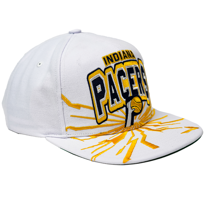 Adult Indiana Pacers Aftershock Hardwood Classics Snapback Hat in White by Mitchell and Ness