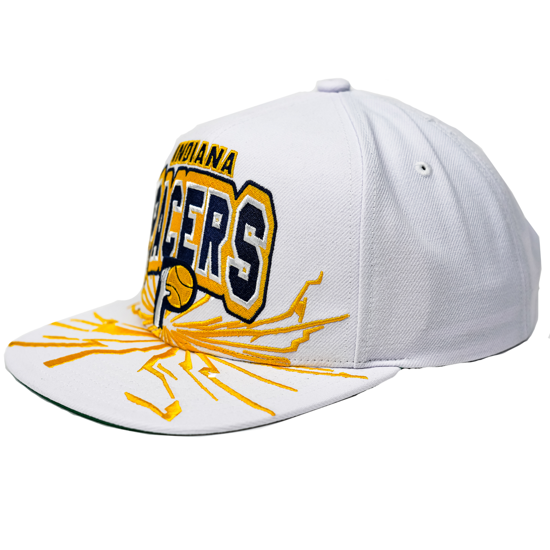 Adult Indiana Pacers Aftershock Hardwood Classics Snapback Hat in White by Mitchell and Ness