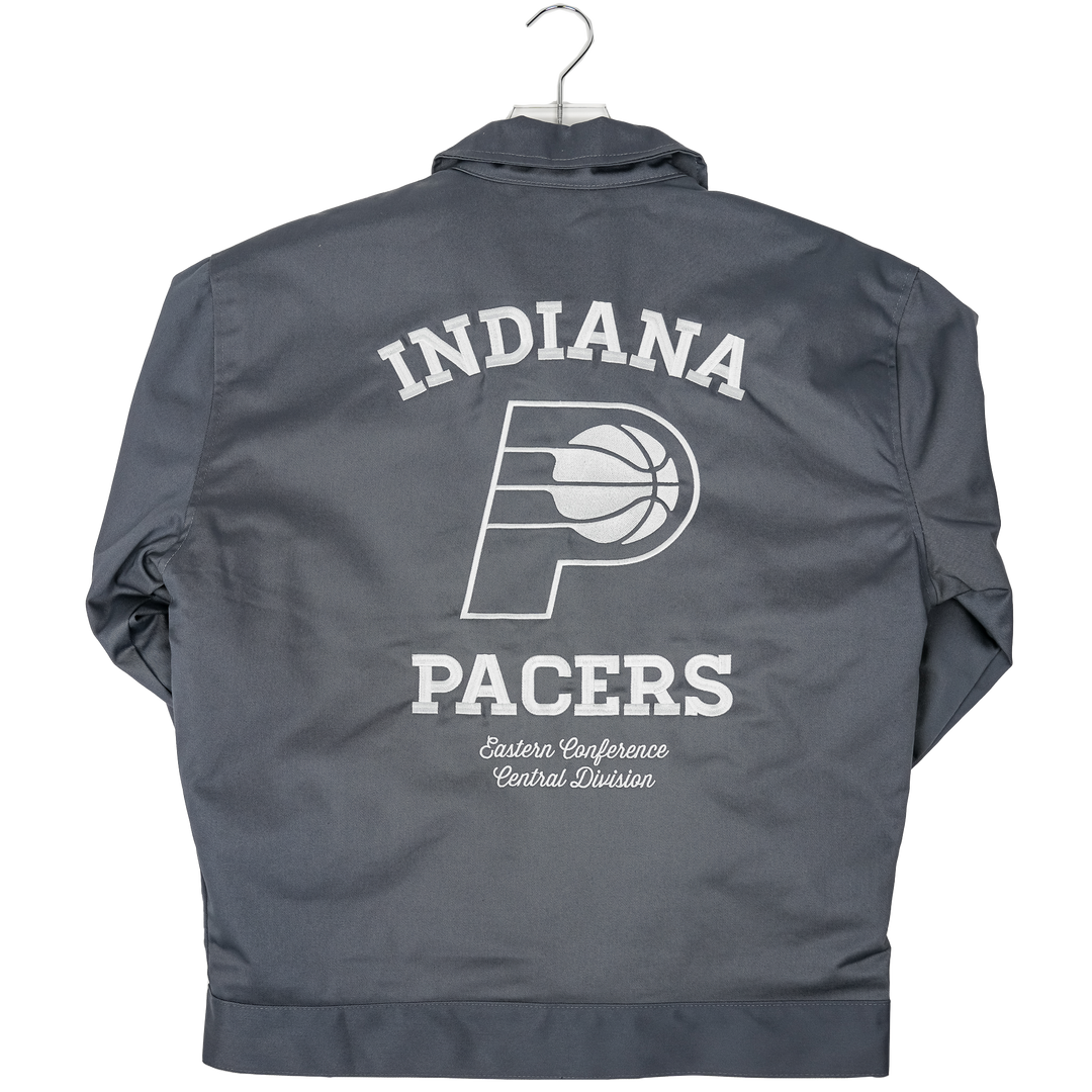 Adult Indiana Pacers Canvas Varsity Jacket in Charcoal by J.H. Designs