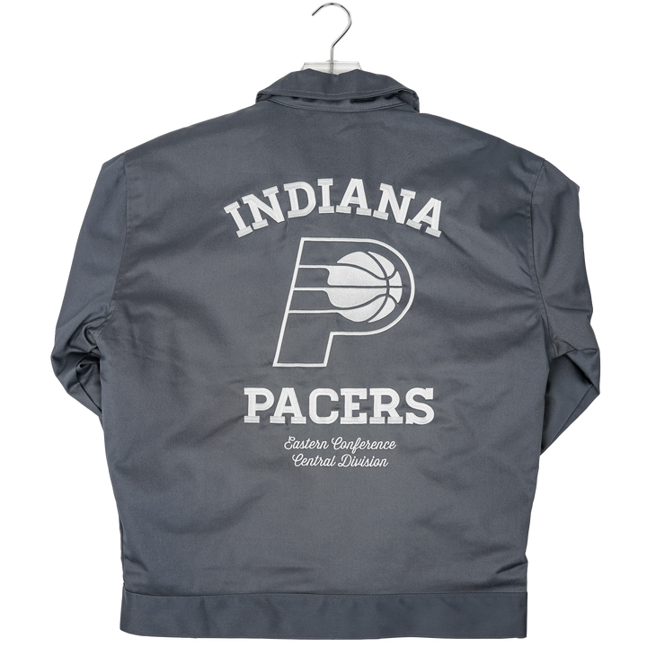 Adult Indiana Pacers Canvas Varsity Jacket in Charcoal by J.H. Designs