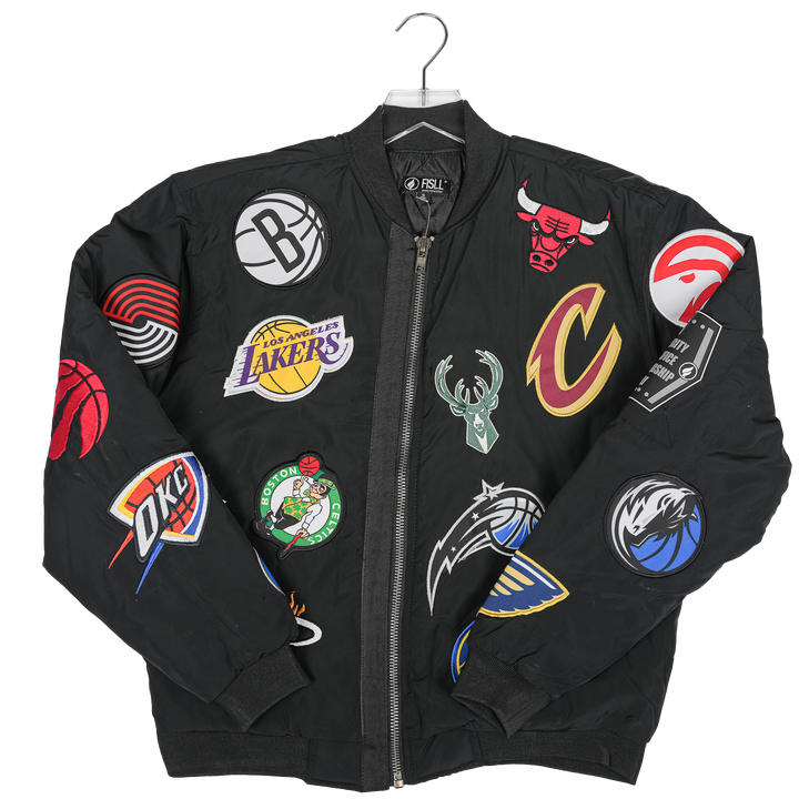 Adult Indiana Pacers All-Team NBA Flight Jacket in Black by FISLL