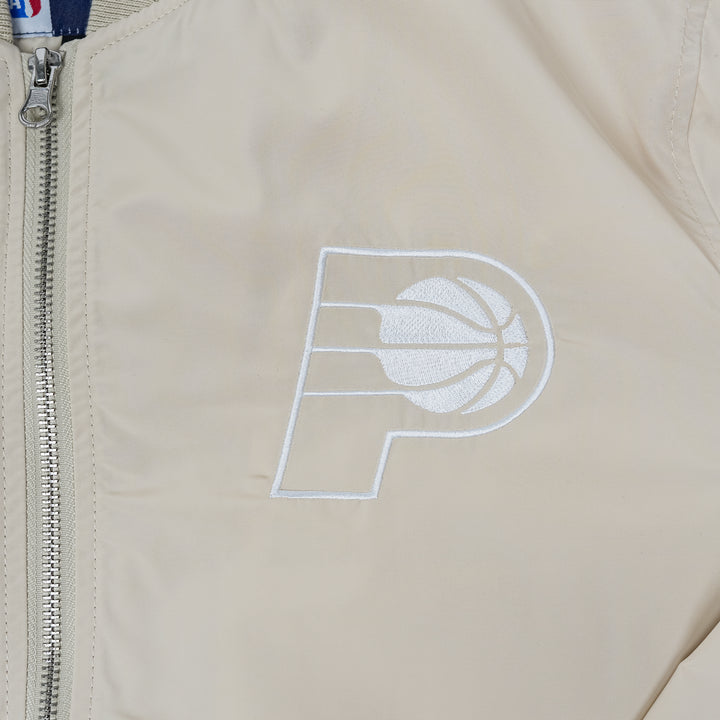 Adult Indiana Pacers Nylon Bomber Full-Zip Jacket in Natural by J.H. Designs