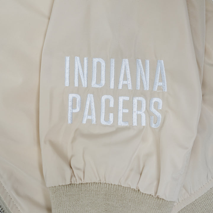 Adult Indiana Pacers Nylon Bomber Full-Zip Jacket in Natural by J.H. Designs