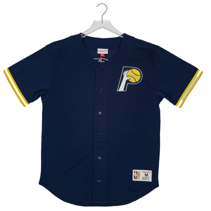 Adult Indiana Pacers Gametime Mesh Baseball Jersey in Navy by Mitchell and Ness