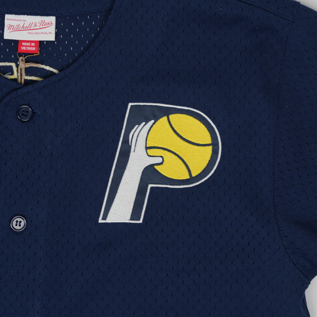 Adult Indiana Pacers Gametime Mesh Baseball Jersey in Navy by Mitchell and Ness