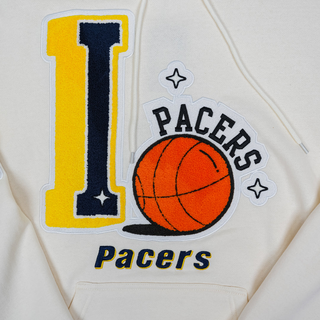 Adult Indiana Pacers Swagger Hooded Sweatshirt in Natural by Mitchell and Ness