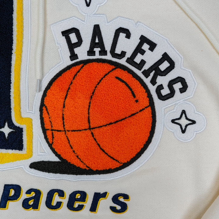 Adult Indiana Pacers Swagger Hooded Sweatshirt in Natural by Mitchell and Ness