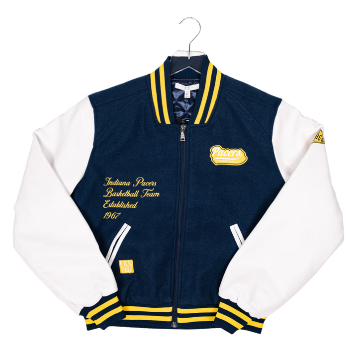 Women's Indiana Pacers Varsity Jacket in Navy by Wear by E. Andrews