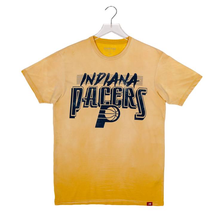 Adult Indiana Pacers Trent Sunfade T-shirt in Gold by Sportiqe