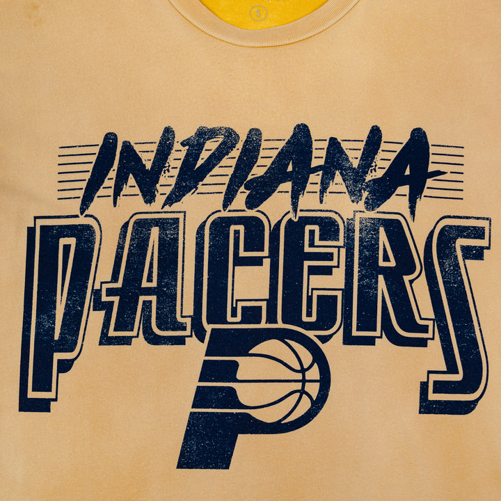 Adult Indiana Pacers Trent Sunfade T-shirt in Gold by Sportiqe