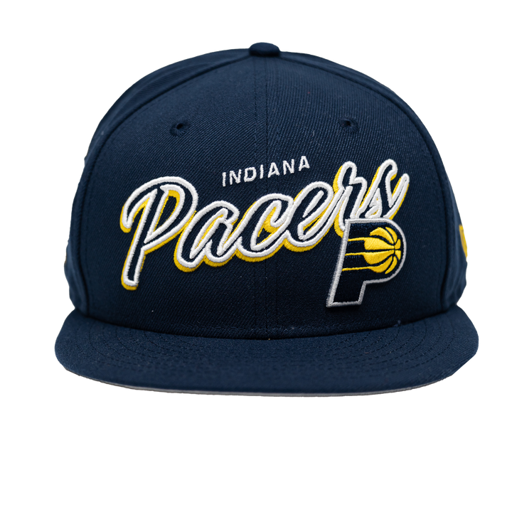 Adult Indiana Pacers Script Sided 59Fifty Hat in Navy by New Era