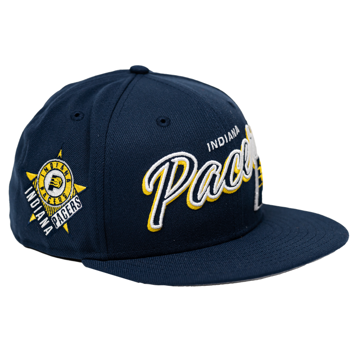 Adult Indiana Pacers Script Sided 59Fifty Hat in Navy by New Era