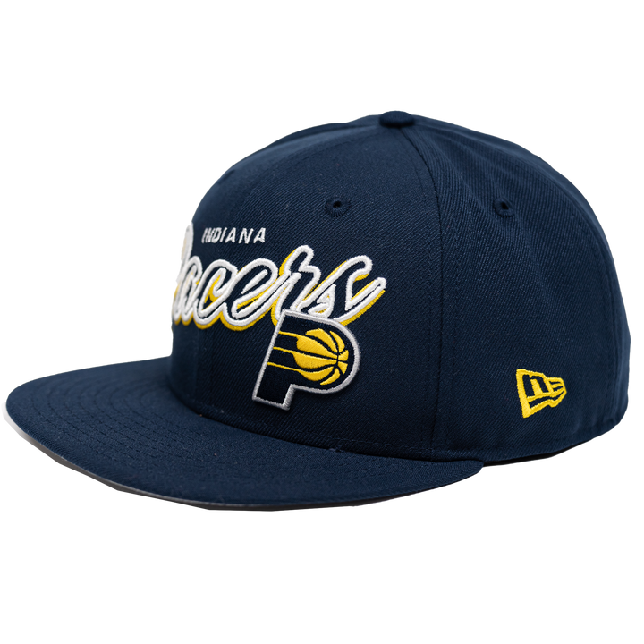 Adult Indiana Pacers Script Sided 59Fifty Hat in Navy by New Era