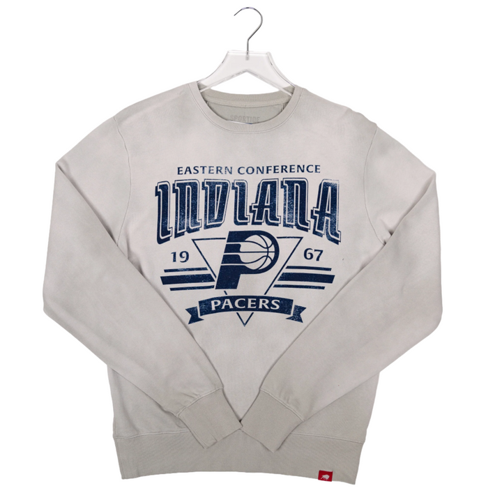 Adult Indiana Pacers Biltmore Sunfade Crewneck Sweatshirt in White by Sportiqe