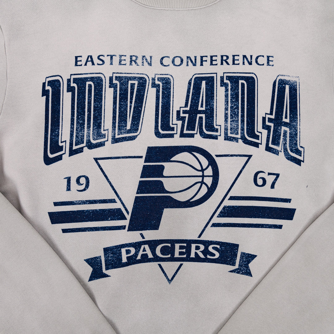 Adult Indiana Pacers Biltmore Sunfade Crewneck Sweatshirt in White by Sportiqe